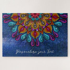 Quebra-cabeça Colorida Moderna Mandala Trippy Psychedelic Hippie
