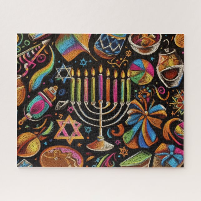 Quebra-cabeça Colorida Motifs Hanukkah Menorah (Horizontal)