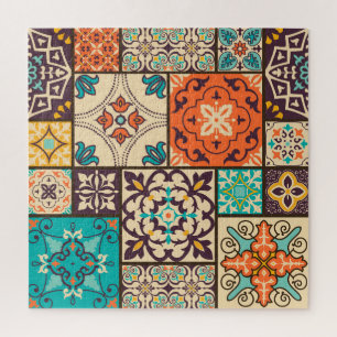 Quebra-cabeça Colorida Patchwork Islâmica: Vintage Azulejo.