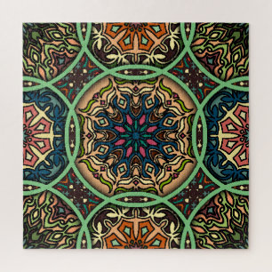 Quebra-cabeça Colorido Mandala: Vintage Floral Hand Drawn