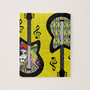 Quebra-cabeça Colorido Mardi Gras Guitars