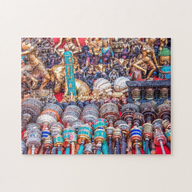 Quebra-cabeça Colorido Mercado Nepal Hindu e budistas (Horizontal)