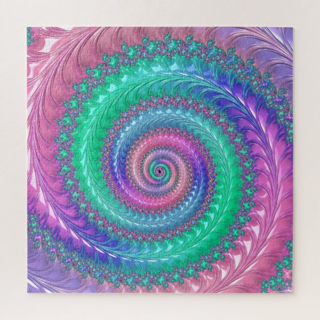Quebra-cabeça Colorido Trippy Funky Tom Espiral Fractal (Vertical)