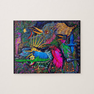 Quebra-cabeça Coloridos Pássaros Pressagiados Tropicais Santa Fe