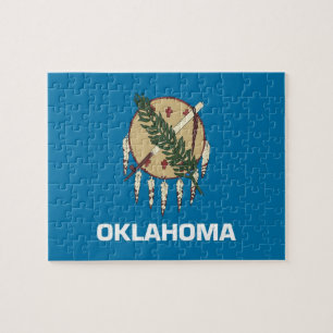 Quebra-cabeça com a bandeira do estado de Oklahom