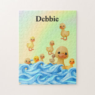 quebra-cabeça com a mãe e o pato bebê
