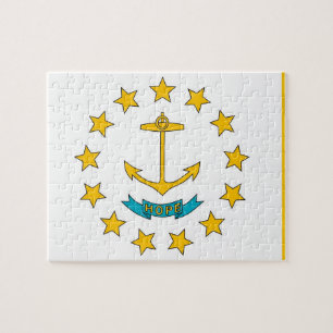 Quebra-cabeça com bandeira do Estado da Ilha de R