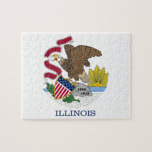 Quebra-cabeça com Bandeira do Estado de Illinois