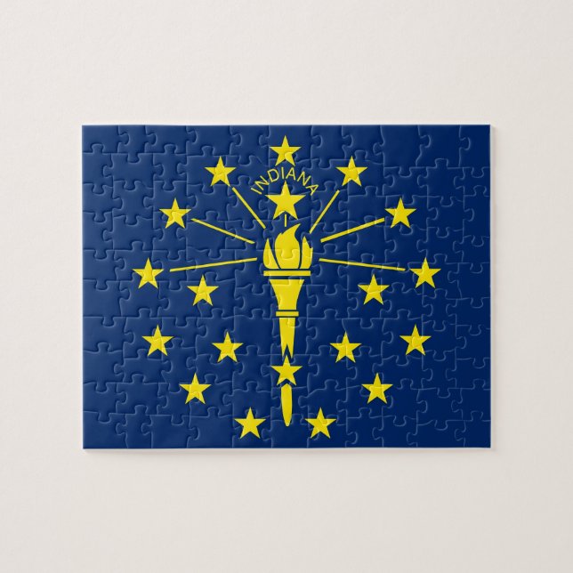 Quebra-cabeça com Bandeira do Estado de Indiana (Horizontal)