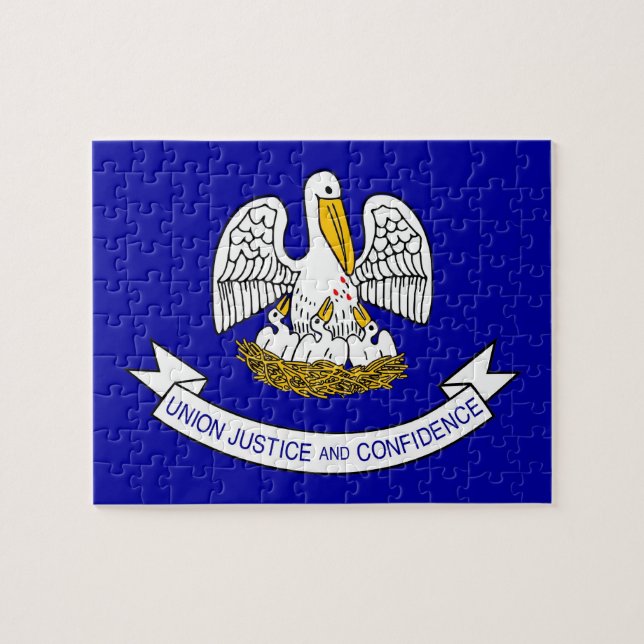 Quebra-cabeça com bandeira do Estado de Louisiana (Horizontal)
