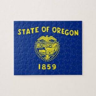Quebra-cabeça com bandeira do Estado de Oregon
