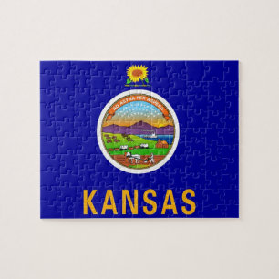 Quebra-cabeça com Bandeira do Estado do Kansas