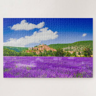 Quebra-cabeça com campo da lavanda em Provence
