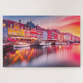 Quebra-cabeça com Copenhagen sunrise Nyhavn, Dinam