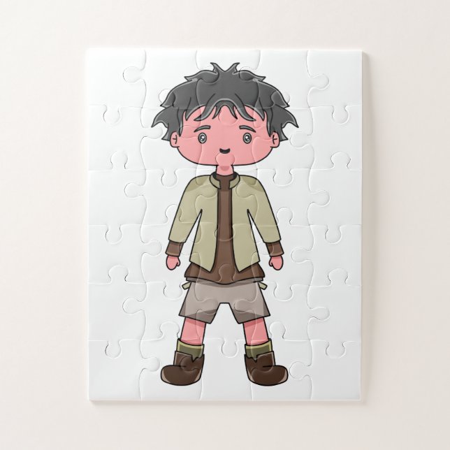 quebra-cabeça com ilustração de menino de desenho  (Vertical)