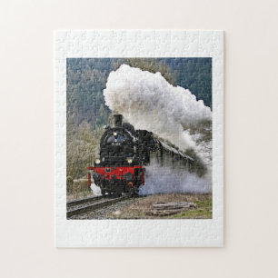 Quebra-cabeça Comboio de locomotiva a vapor colorido 11" x 14"