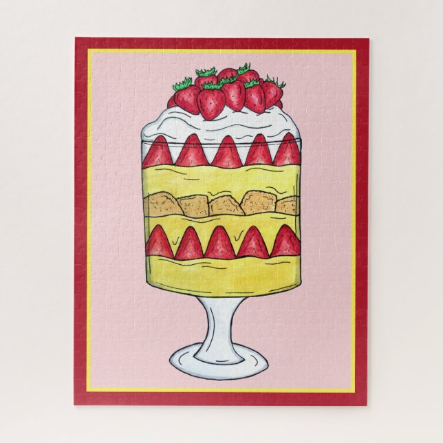 Quebra-cabeça Comida Britânica de Fruta de Trifle em Inglês (Vertical)