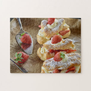 Quebra-cabeça Comida de pastelaria de morango doce e doce