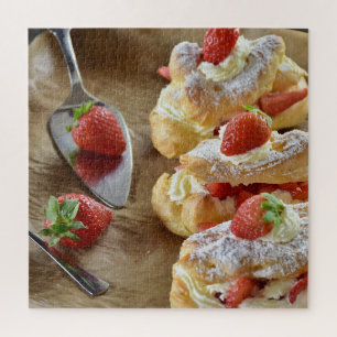 Quebra-cabeça Comida de pastelaria de morango doce e doce