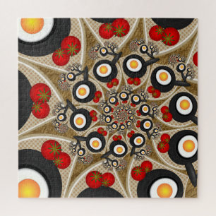 Quebra-cabeça Comida Engraçada De Arte Fractal, Tomates, Ovos