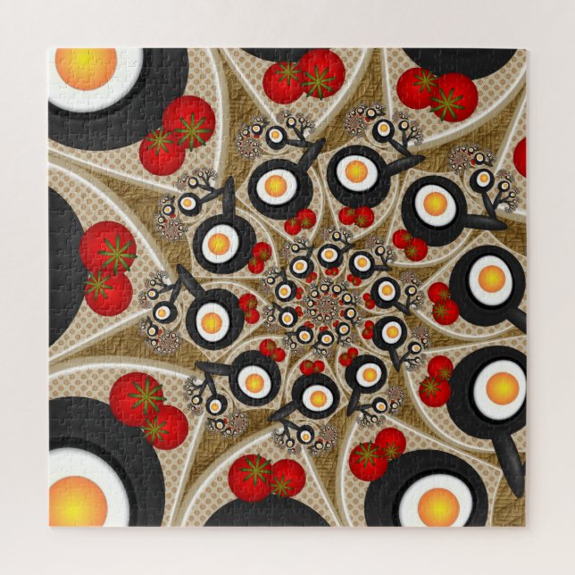Quebra-cabeça Comida Engraçada De Arte Fractal, Tomates, Ovos (Vertical)