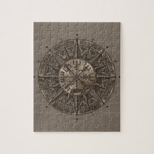 Quebra-cabeça Compasso de Vegvisir - de Viking - couro e ouro