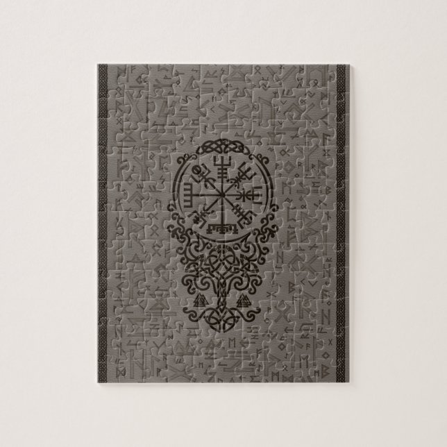 Quebra-cabeça Compasso de Vegvisir - de Viking no teste padrão (Vertical)