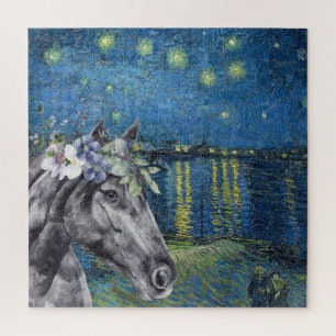 Quebra-cabeça Compilação de Van Gogh Starry Night e Black Horse