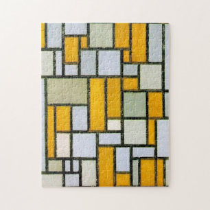 Quebra-cabeça Composição Amarelo e Cinzas, Mondrian