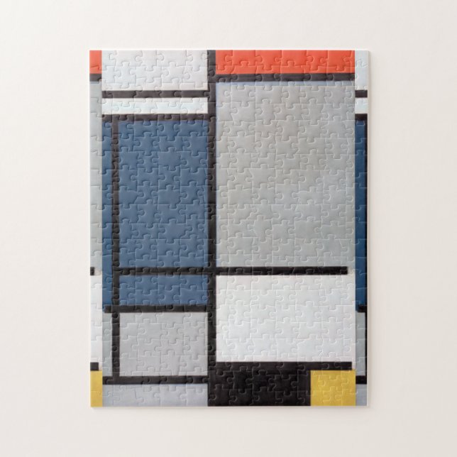 Quebra-cabeça Composição Mondrial com Vermelho, Azul, Preto, Ama (Vertical)