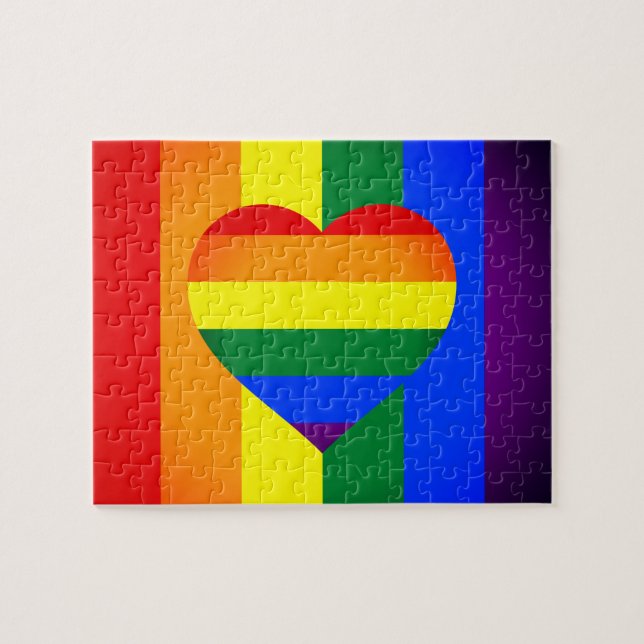 Quebra-cabeça Comunidade Rainbow Heart & Pride Rainbow Flag /LGB (Horizontal)