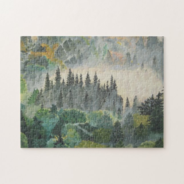 Quebra-cabeça Confunda a floresta no alvorecer (Horizontal)