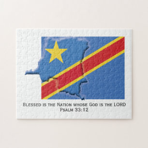 Quebra-cabeça CONGO RDC   Nação Abençoada   BANDEIRA CONGOLESA