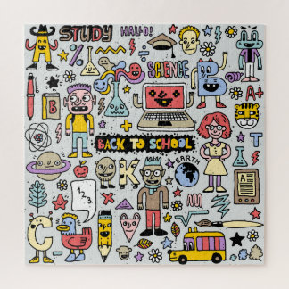 Quebra-cabeça Conjunto Colorido de Vintagens Coloridas da Escola