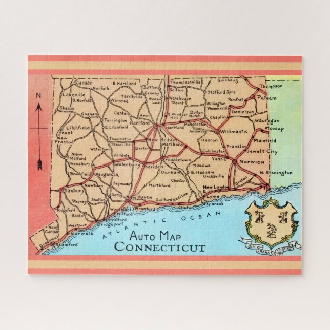 Quebra-cabeça Connecticut Auto Map (Horizontal)