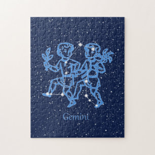 Quebra-cabeça Constelação Gemini e Sinal Zodíaco com Estrelas