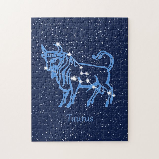 Quebra-cabeça Constelação Taurus e Sinal Zodíaco com Estrelas (Vertical)