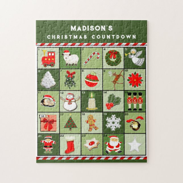 Quebra-cabeça Contagem Regressiva de Natal Personalizada (Vertical)