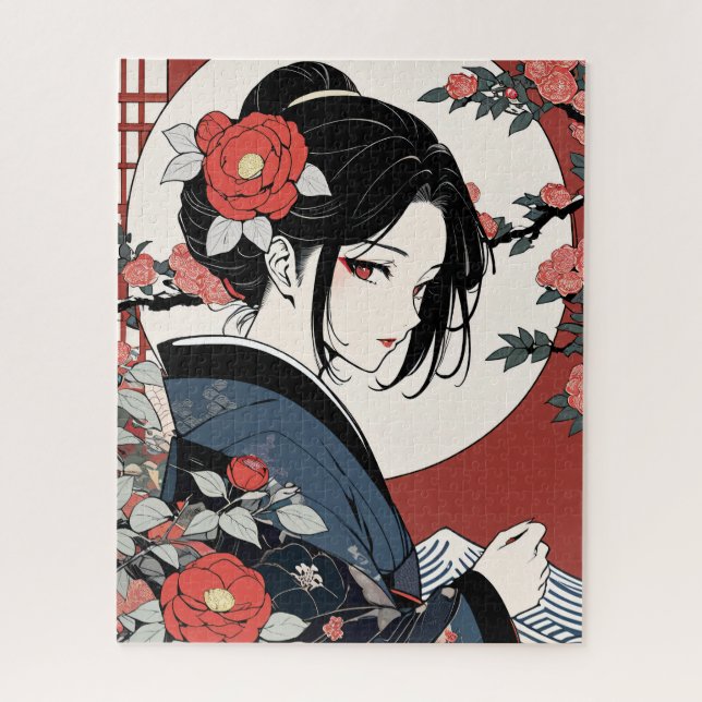 Quebra-cabeça Contemporary ukiyoe, Kimono beauty (Vertical)