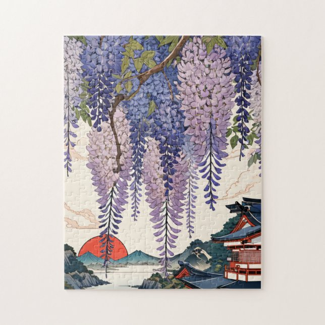 Quebra-cabeça Contemporary ukiyoe, Wisteria japonica (Vertical)