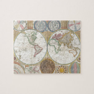 Quebra-cabeça Continentes Antiquados do Mapa do Atlas Histórico
