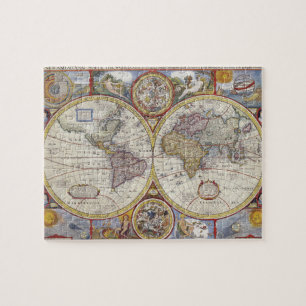 Quebra-cabeça Continentes Antiquados do Mapa do Atlas Histórico