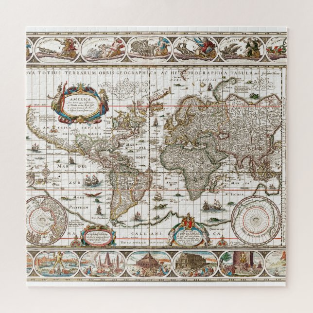 Quebra-cabeça Continentes Antiquados do Mapa do Atlas Histórico (Horizontal)