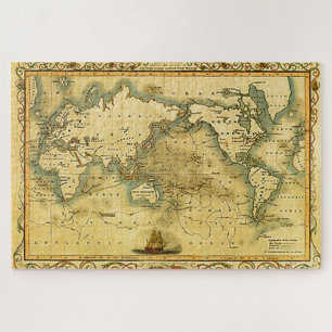 Quebra-cabeça Continentes Antiquados do Mapa do Atlas Histórico
