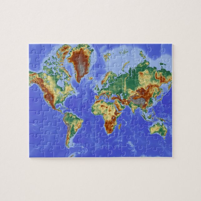 Quebra-cabeça Continentes de Mapa Geográfico do Atlas Mundial (Horizontal)