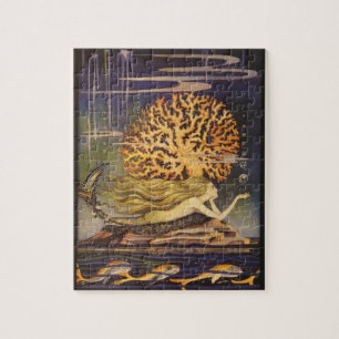 Quebra-cabeça Conto de fadas do vintage, sereia pequena no coral