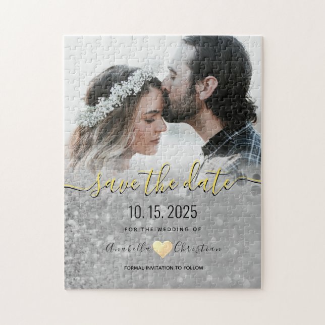 Quebra-cabeça Convite de casamento para salvar a data com foto (Vertical)