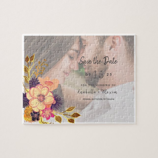Quebra-cabeça Convite de Noivado Save The Date (Horizontal)