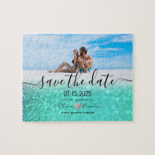Quebra-cabeça Convite de Salvar a Data de Casamento com Foto na