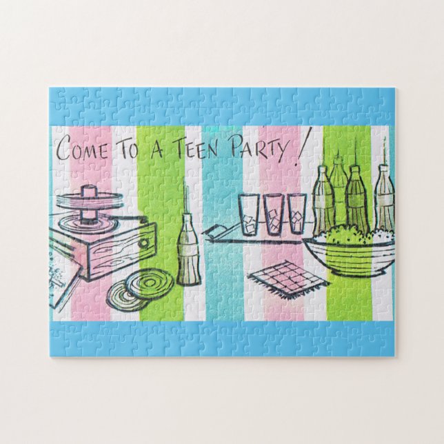 Quebra-cabeça Convite para Grupo Teen Retro (Horizontal)